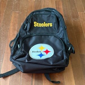 NFL Steelers Black Backpack with Yellow Logo